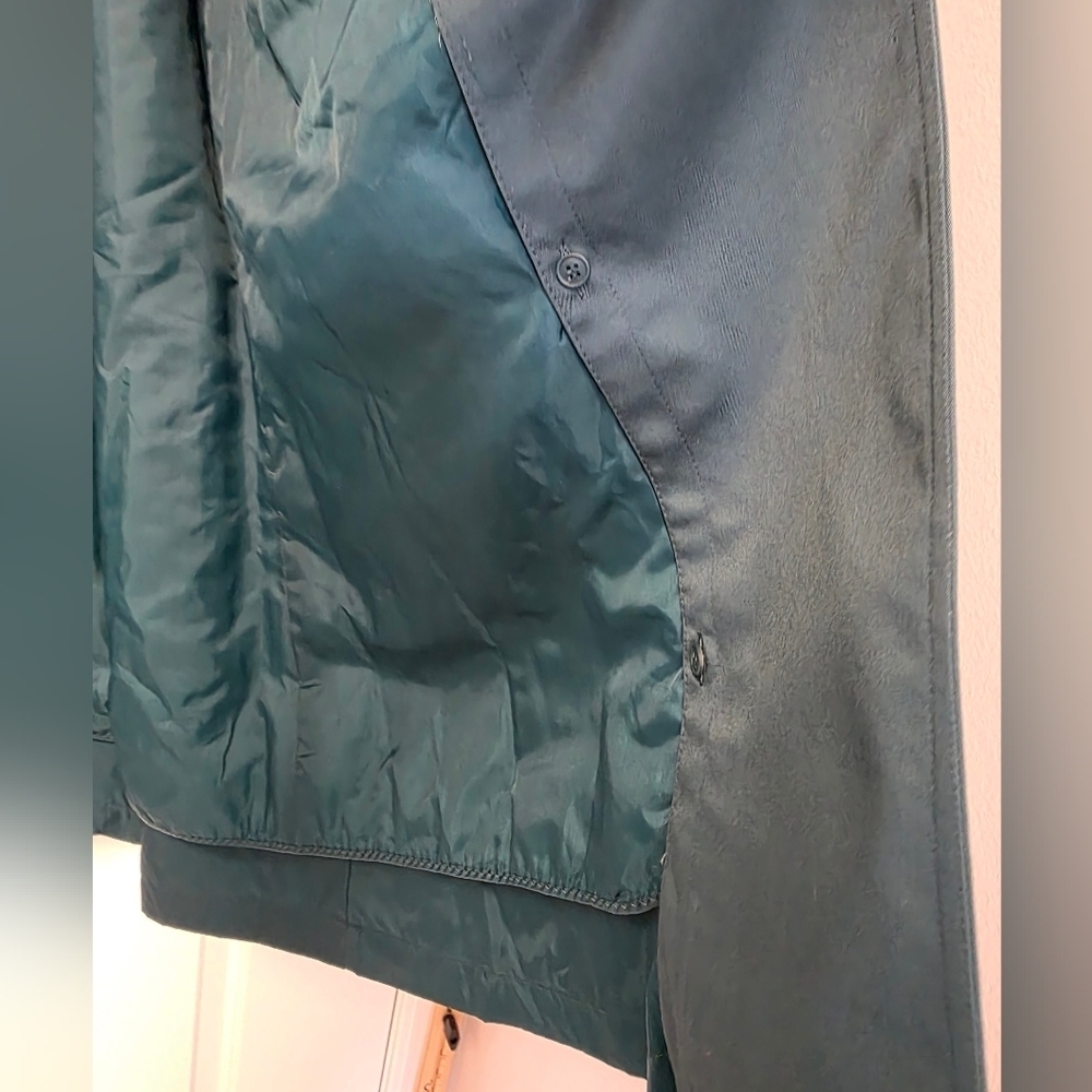 Worthington Vintage Women 3 Season Trench Long Coat Belted Long Size 10 P Green - Picture 3 of 9
